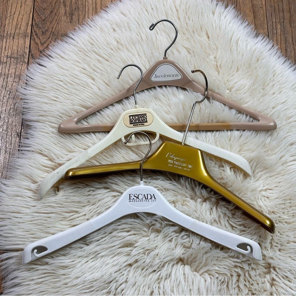 Four luxury hooks from different brands ESCADA, JACOBSON’S etc